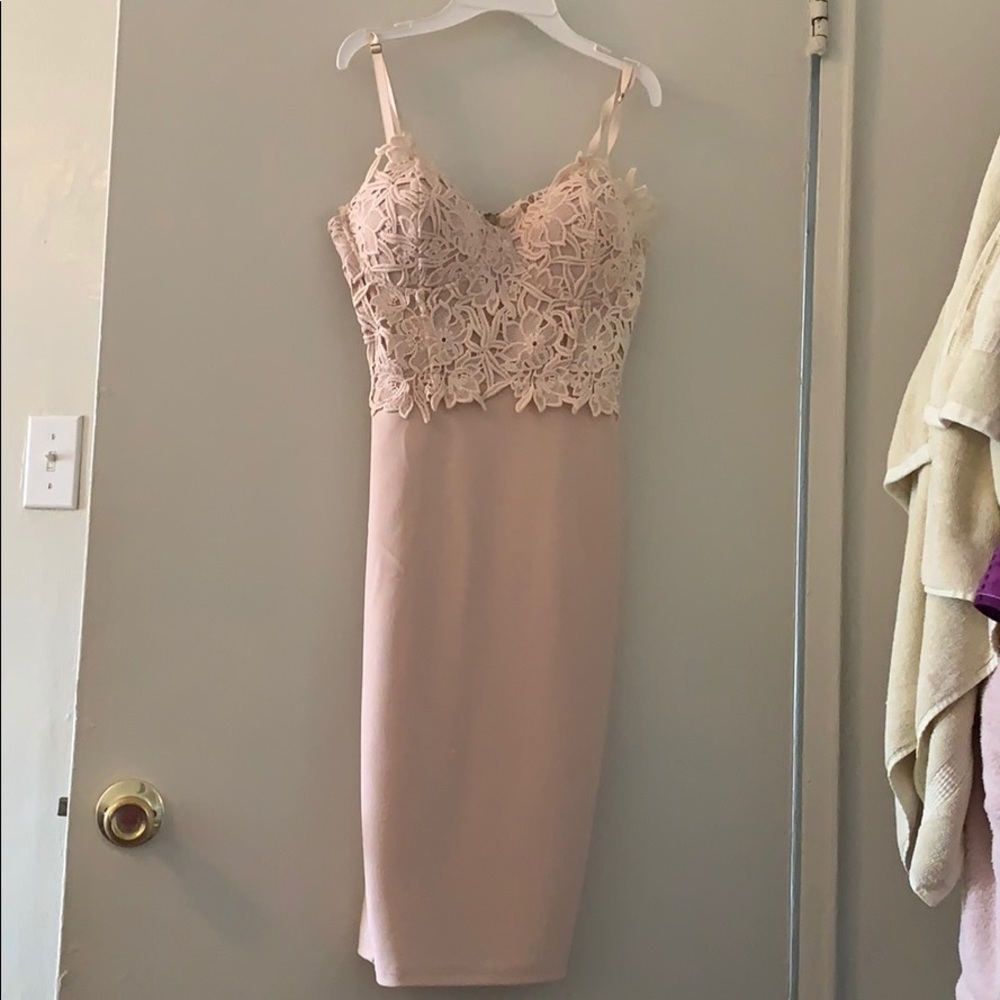 Pink floral midi dress